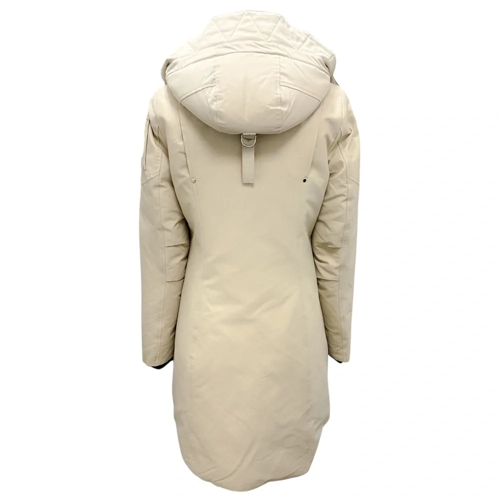 MOOSE KNUCKLES BEIGE SHEARLING TRIMMED DOWN PUFFER PARKA COAT - Picture 3 of 6